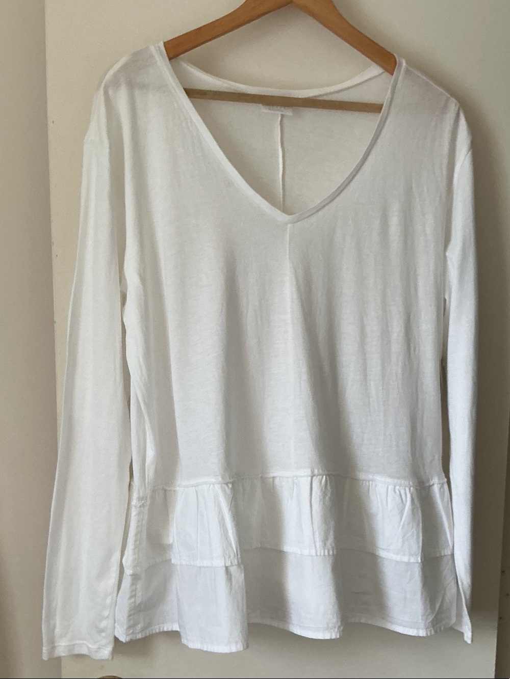 ABOUND FROM NORSTROM RACK Women's V-Neck Long Sleeve Peplum Top - White